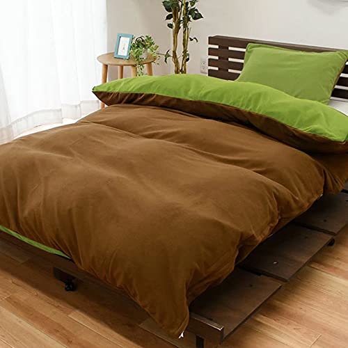 西川 布団カバー 掛け布団カバー ダブルロング 190×210cm ブラウン×カーキ あったかカバー 冬用 かわいい ふわふわ 毛布にもなる2WAY仕様 毛布要らず 無地 フリース 冬 あったか シンプル