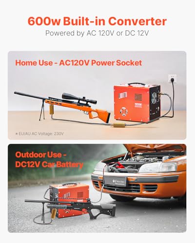 Image of VEVOR PCP Air Compressor, 4500PSI /30Mpa Portable PCP Airgun Compressor with Built-in Converter & Fan Cooling System, DC12V /AC120V Manual-Stop Air Rifle, Paintball and Scuba Tank Compressor Pump