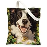 cuccioli incrocio border collie regalo Dimensioni: la borsa misura 33 x 38,1 cm (esclusa la dimensione del manico), può ospitare la maggior parte degli articoli da viaggio e della spesa.