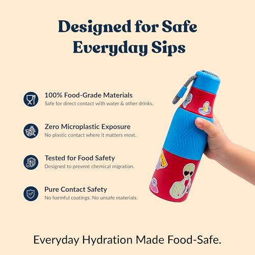 Image of Rabitat ZAPPY Insulated Water Bottle for School Kids 700ml | Steel Water Bottle for Kids | Kids Water Bottle | 1+1 Year Brand Warranty | Hot & Cold Upto 18 Hours | Red Martian