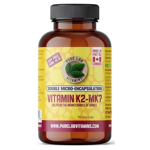 Pure Lab Vitamins | Vitamin K2 MK7 | 90 Vegi Capsules | K2 Vitamin Supplement | Bone Health, Heart Health, Teeth Health and Immune System Support | MK7 K2 Vitamin Supplement | Bone Support Supplements Cover