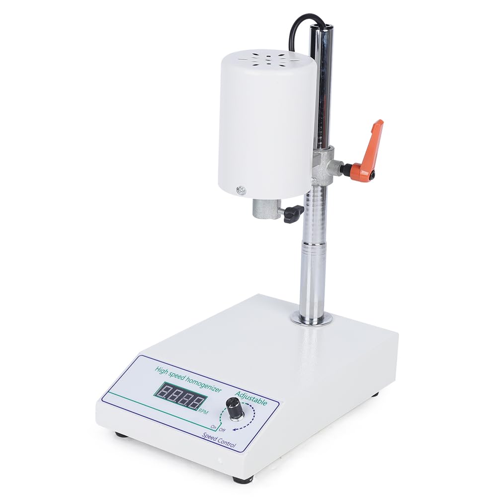 Giciashop High Speed Homogenizer Lab Disperser Emulsifier 8000-22000rpm Speed Adjustable Disperser Emulsifier with Digital Display,5-1000ml,2 Working Heads