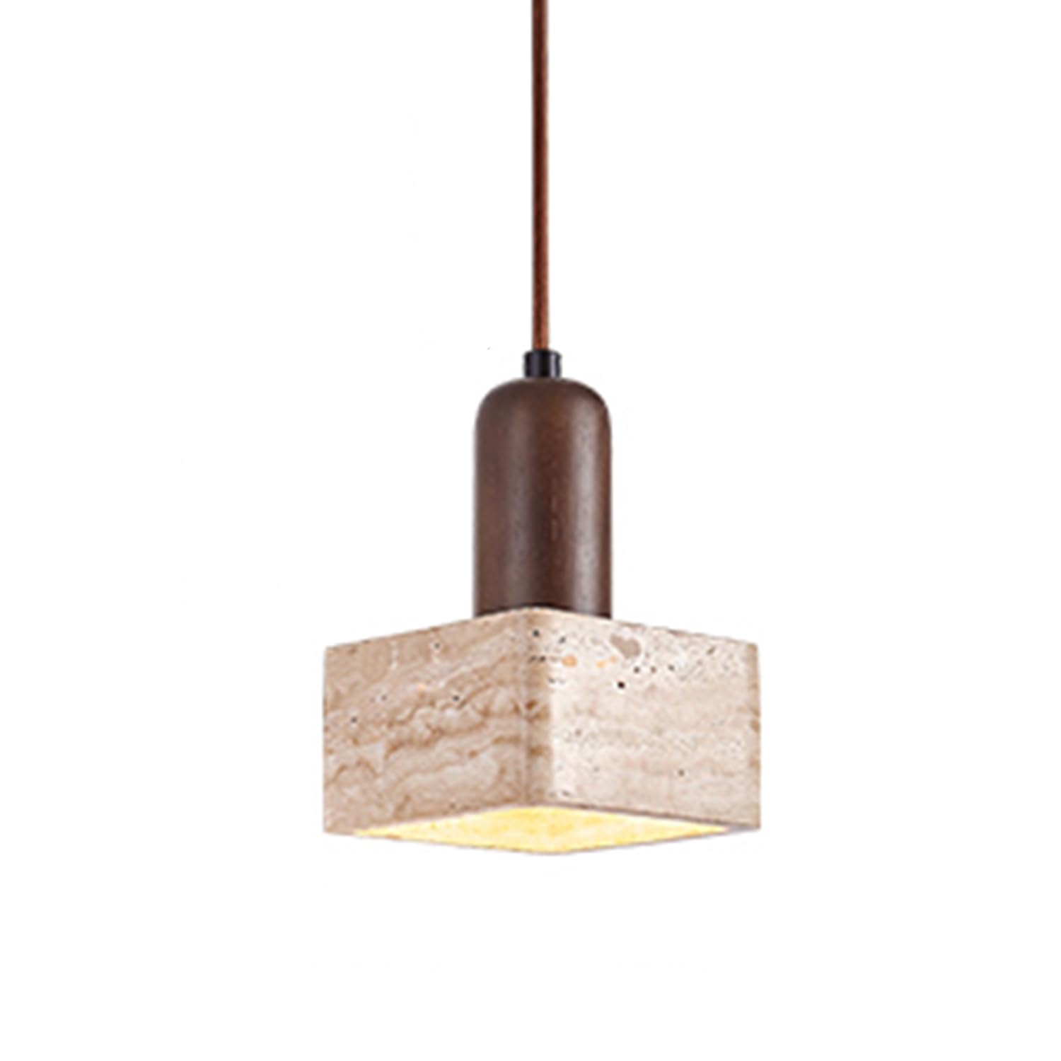 MTNROO Travertine Bedroom Hanging Light Mid Century E27 Base Pendant Lamp Bedroom Bedside Elegant Ceiling Light Chandelier with Wood Decoration Lighting Fixture for Foyer Coffee Shop Restaurant
