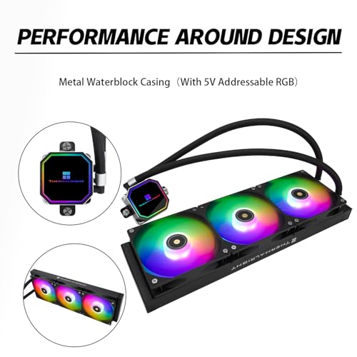 Image of Thermalrlght Frozen Prism360 Black ARGB CPU Liquid Cooler,Efficient PWM Controlled Pump 3300RPM,3xTL-E12 Series PWM Fan,Water Cooling Computer Parts,for AMD AM4 /AM5,Intel 1150 /1156 /1200 /1700 /20XX