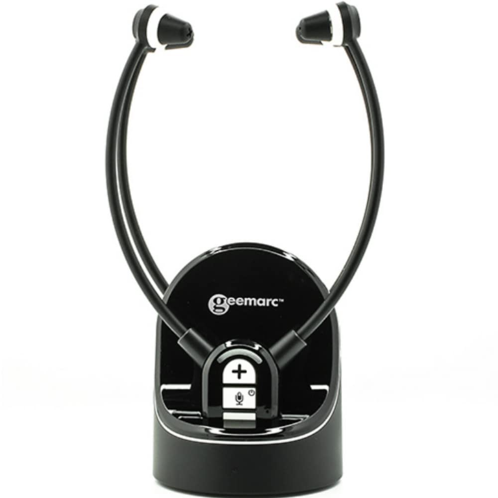 Geemarc CL7370 Opti Duo - Cuffie TV Amplificate con Connettore Ottico - Utilizzabili come Amplificatori di Ascolto che Amplificano il Suono Ambientale - Perdita di Udito Lieve o Grave - Versione IT