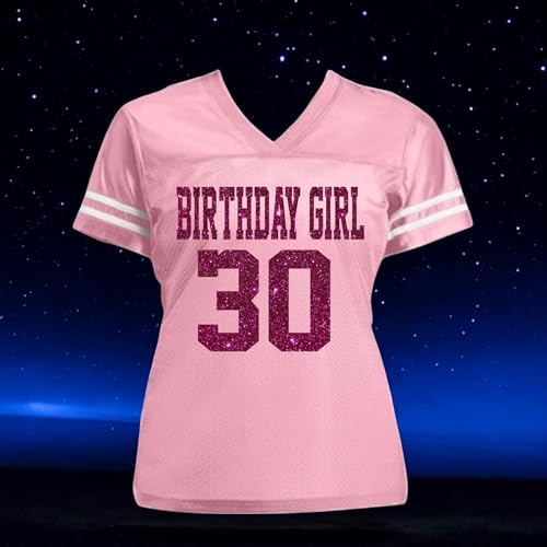 Customized Glitter Jersey Shirt for Women, Personalized with Name, Team, Birthday Girl Sparkles and Age or Number, Pink or Choose Colors2