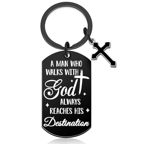 Qiubewi Christian Keychain for Men Bible Verse Cross Keychains Personalized