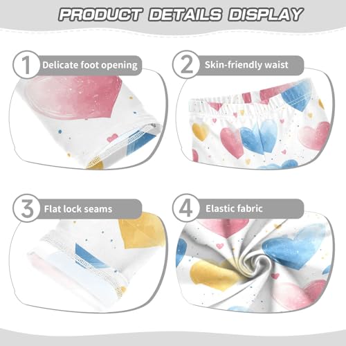 Cute Pastel Colored Pink Blue Hearts Girls Leggings Kids Yoga Pants Dance Active Tights 4T3