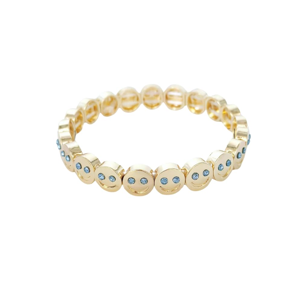 TorontoFinds Happy/Smile Rhinestone Bracelets For Men & Women | 58MM Bangle | Luxury Custom Adjustable Bracelet