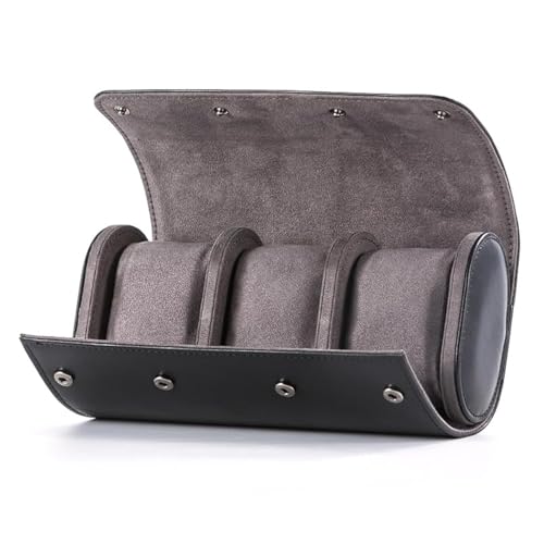 Handmade 3-Slot Leather Watch Roll Case