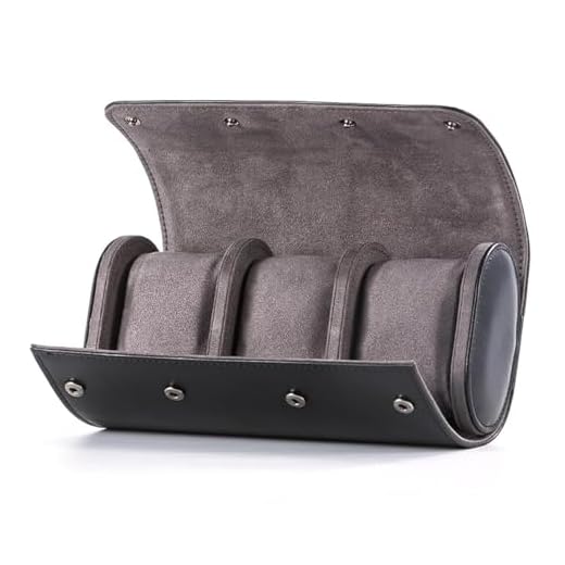 Handmade 3-Slot Leather Watch Roll Case