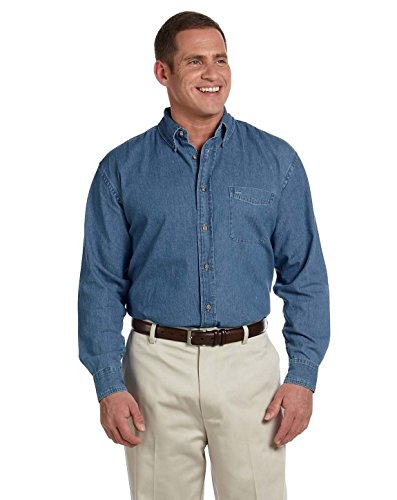 Harriton M550 Mens Denim Shirt Dark Denim XX-Large - Image 3