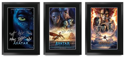 HWC Trading Avatar Los Regalos Imprimieron El Cartel Firmaron La Imagen Del Autógrafo Para Los Fans De La Memorabilia De La Película   A3 Enmarcado (ID 005655)