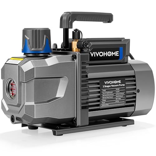 VIVOHOME 3/4 HP 7.2 CFM 2 Stage A2L HVAC Vacuum Pump Sparkless Motor for R32 R1234yf R454B R134a R22 R410a Systems Auto AC Vacuum Pump for Air Conditioner Resin Degassing with Oil Bottle