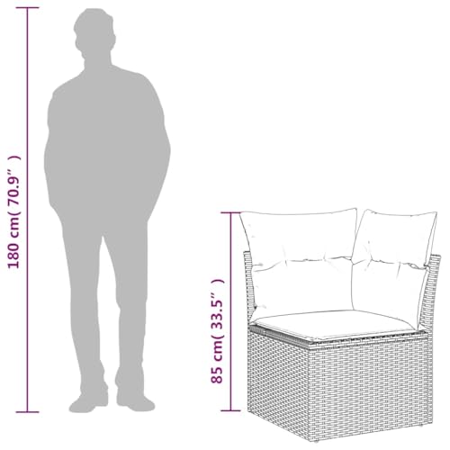 vidaXL Garten Ecksofa mit Kissen, Outdoor Sofa mit abnehmbarem waschbarem Bezug, Gartensofa mit abnehmbarem waschbarem Bezug, Gartencouch Gartenmöbel, Beige Poly Rattan