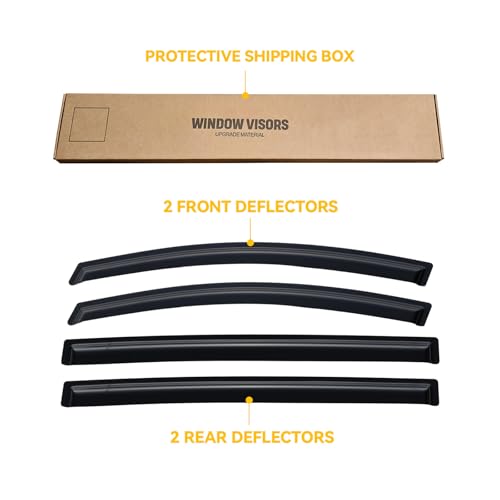 Image of Rain Guards Window Visor for 2018-2026 Honda Odyssey Out-Channel | Shields Vent Deflector Shade Wind Dark Smoke 2019 2020 2021 2022 2023 2024, Tape-On Outside-Mount, 4PCS