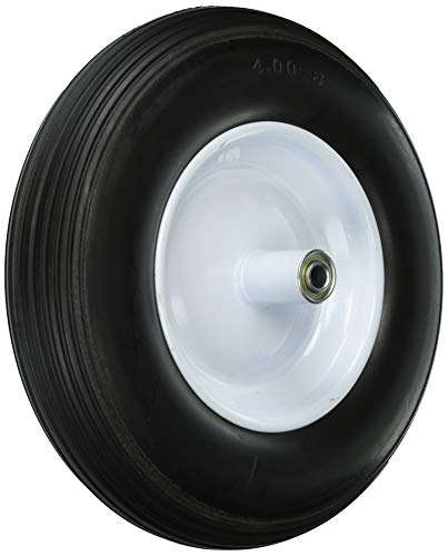 Shepherd Hardware 9708 15-Inch Flat Free Tire, 3-3/4-Inch Knobby Tread, 5/8-Inch Bore Centered Axle