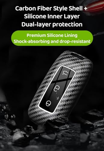Coque de clé Geely EX5 et Galaxy E5 E8 en ABS style carbone avec porte-clés noir - 5