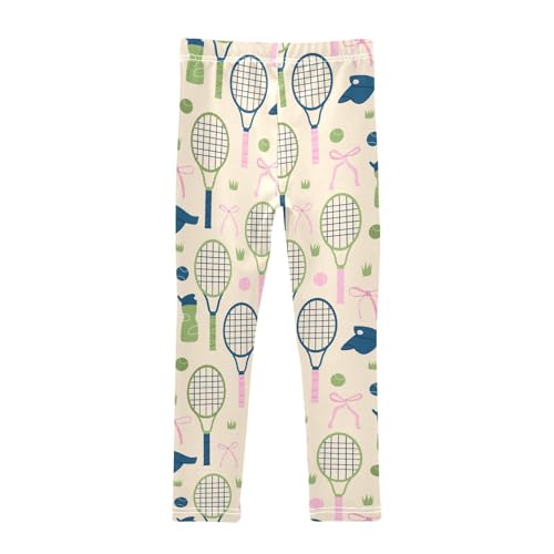 Tennis Cup and Bow Girls Leggings,Workout Leggings for Girls Toddler Athletic Leggings Size for 3-10T2