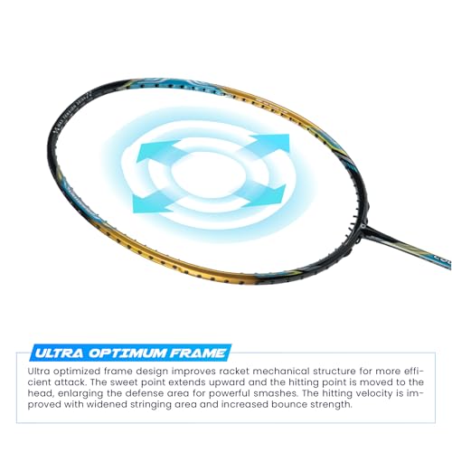 Image of Apacs Counter Attack (Ultralight 73g, 35 LBS) Made in Vietnam | Japanese Graphite Unstrung Badminton Racket with Full Cover | G2-4 1 /8 inches (Black Gold)