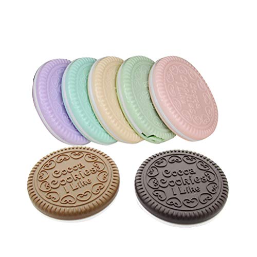 Beaupretty 7 unids Galletas de Chocolate Espejo Compacto Espejo de Maquillaje Porttil Espejo Decorativo Lindo con Peine para Nias Mujeres Seoras