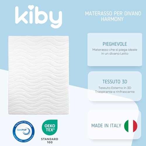 Kiby® Materasso Per Divano Letto 160X190 Alto 12Cm, (Certificato OEKO-TEX® E Certipur™), Tessuto 3D Termoregolabile, Sfoderabile E Lavabile - 4