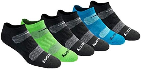 Saucony Mens Multi-pack Mesh Ventilating Comfort Fit Performance No-show Socks Running Socks (pack of 6)