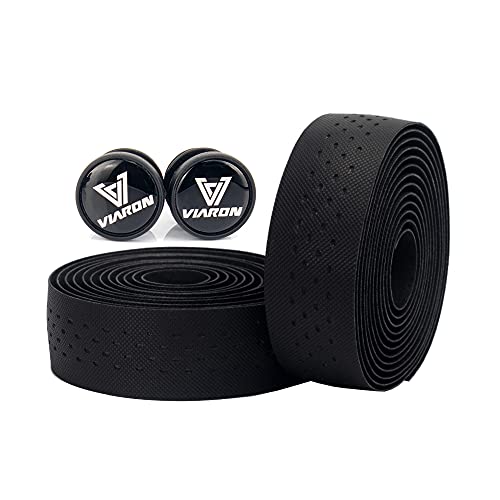 Handlebar Tape for Road Bike, 2 Roll PU Surface EVA Foam Bar Tapes with 2 Pcs End Plugs (Black)