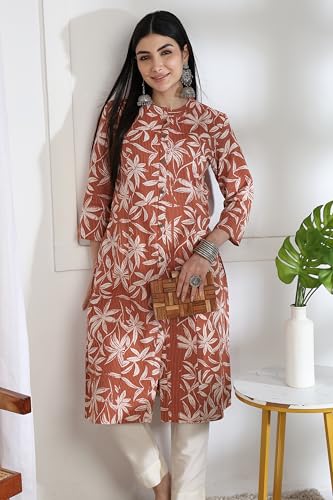 Image of MIRCHI FASHION Pure Cotton Kurti for Women | A-Line Kantha Work Printed Kurta for Woman | Ethnic Wear for Office & Daily Use (Single Piece)