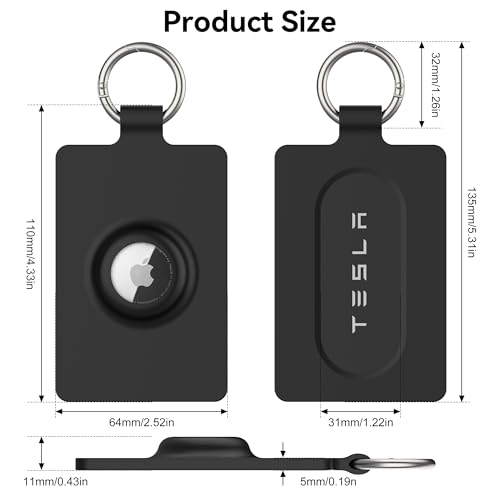 Image of Card Holder for Tesla Keycard with AirTag, Soft Silicone Key Card Protective Case Cover for Tesla Model 3 Y S X, Key Holder with Keychain Key Rings - 2 Pack