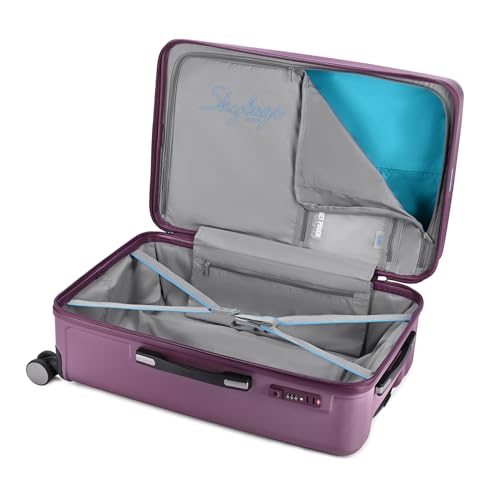 Image of Skybags Polycarbonate Trunk Check-in Trolley Bag, 68cm | Medium Double Spinner Hardsided Luggage with Smooth 8-Wheel & TSA Lock | Suitcase for Travel | 5-Year International Warranty (Magenta)