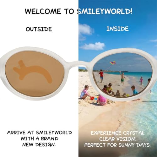 Image of SMILEYWORLD Kids Polarized Sunglasses Boys & Girls Ages 3-5 Oval Snow White | UV400 Protection TAC Lens, Flexible TR90 Frame, Ultra Lightweight, Smile Face for Children Preschoolers