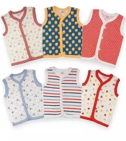 Baby Infant Cotton Front Open Cut Sleeve Sleeveless Vest Tshirt Jhabla Top Suitable for Girls & Boys Kids Combo Pack of 6-image-16