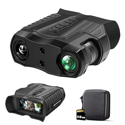 HMWOKPOT IR Illuminator Night Vision Goggles, Night Vision Binoculars for Adults - 4K Full HD 1480ft Viewing Range 10X Optical & 8X Digital