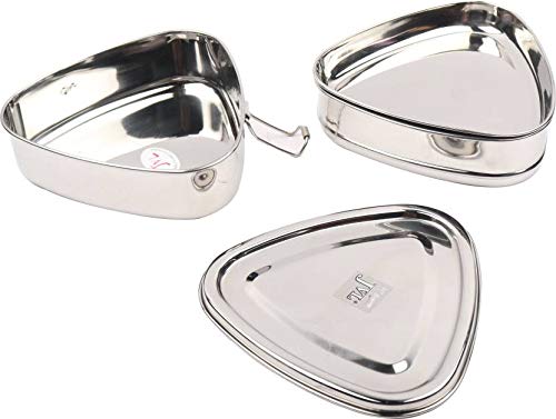 Image of JVL Stainless Steel 2 Tier Lunch Box (Triangle, Small)