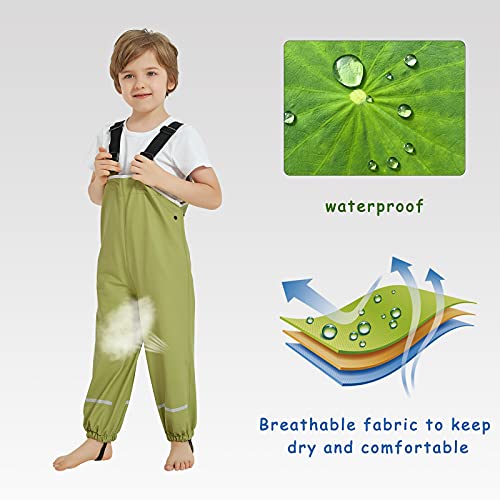 Image of Kids Unisex Rain Pants, Green, Size 2-9 Years
