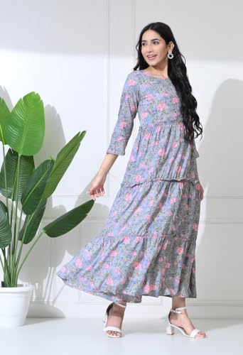 Image of Amazon Brand - Tavasya Women Long Maternity Kurta | Feeding Kurti | Comfort Maxi Dress