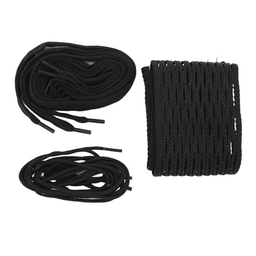 Tomotato Kit de cordas de malha de lacrosse e cordas de malha de lacrosse preto nylon à prova de des