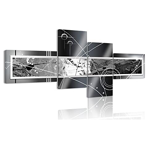 Large Abstract Wall Art,Grey and White Canvas Print 4 Piece Wall Painting Contemporary Modern Artwork Picture for Living Room Bedroom Wall Decoration Home Décor Cover