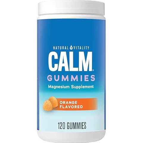 Natural Vitality Calm Magnesium Supplement, Anti-Stress Gummies, Vegan, Gluten-Free, Orange Flavor, 120 Gummies Cover