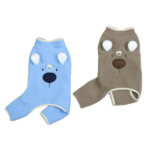 Morycat犬服 秋冬 可愛い フリース ロンパース 暖かい Dカン シャツ 四つの足 厚手 袖なし パジャマ 柔らかい 防寒 ドッグウェア お出かけ 散歩 小型犬 中型犬 (グレー,L)