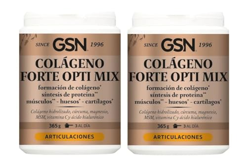 GSN Pack 2 Unidades Colágeno Forte Opti Mix 365 g con Magnesio Cúrcuma y Ácido Hialurónico