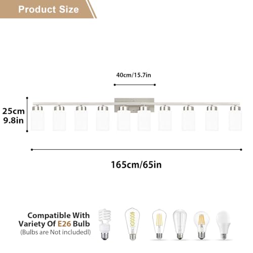 Image of IZORRO Bathroom Light Fixtures, Modern Vanity Lights, Bathroom Lighting Fixtures Over Mirror with Milky White Shade, Wall Sconce for Living Room Cabinet Bedroom (Brushed Nickel, 10-Light)