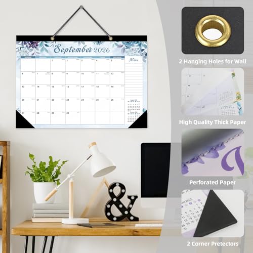 Image of ZTX Desk Calendar 2026-2027 Calendar Large 17 inchx12 inch Jan.2026-Jun.2027 Floral
