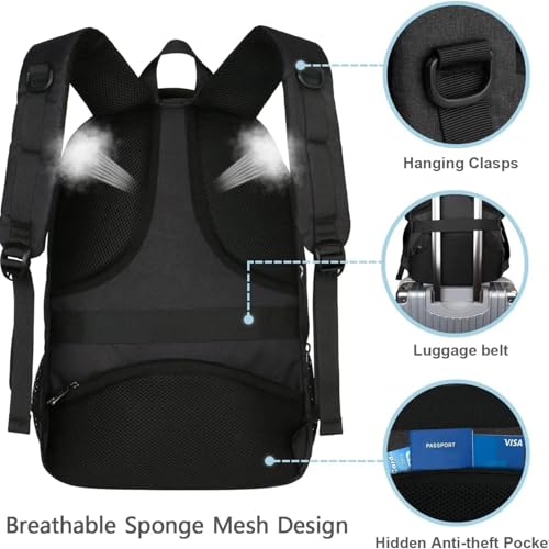 MATEIN Rucksack Herren, Groß Laptop Rucksack 17,3 Zoll Schulrucksack Laptoptasche mit USB Ladeanschluss Anti Diebstahl Business Arbeit Reisen Backpack Teenager Notebook College Tech Damen, Schwarz