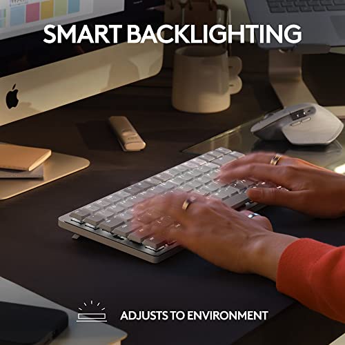 Image of (Refurbished) Logitech MX Mechanical Mini for Mac Wireless Illuminated Keyboard, Low-Profile Performance Switches, Tactile Quiet Keys, Backlit, Bluetooth, USB-C, Apple, iPad - Pale Grey