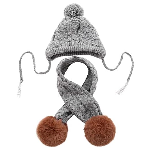 Kuoser - Juego de gorro y bufanda para perro, gorro de punto para mascotas, Navidad, invierno, cálido, accesorio para cuello, decoración de fiesta para perros pequeños, medianos y grandes