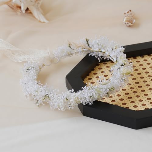 Diadema de flores secas corona para bebé estilo boda miniatura 4