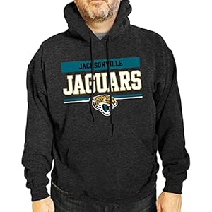 Team Fan Apparel NFL Adult Gameday Charcoal Hooded Sweatshirt – Cotton & Polyester – Stay Warm & Represent Your Team in Style (Jacksonville Jaguars – Black, Adult Large)