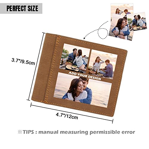 Personalized Wallet for Men, Custom Leather RFID Blocking Bifold Picture Wallet, Add Your Own Photo Collage Text Name Logo, Birthday Gifts for Men, Customized Wallet for Son, Husband, Boyfriend, Brown4